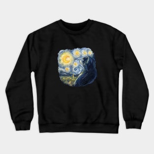 Cat in Van Gogh Starry Night Style Crewneck Sweatshirt